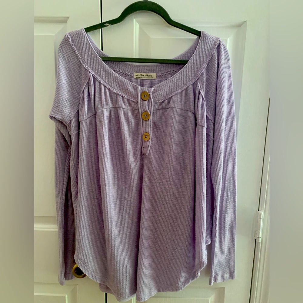 FREE PEOPLE, NWOT, WAFFLE KNIT LONG SLEEVE TOP